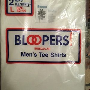 Twelve 100% Cotton large White Bloopers Basic Mens Tees
